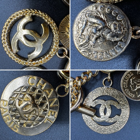 LOT 1505 24K gold plated CHANEL vintage runway bracelet with charms - Picture 13 of 14
